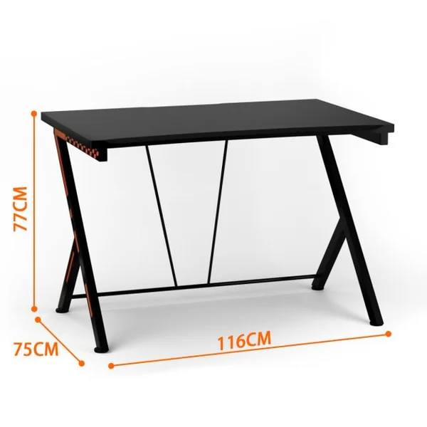 3 en 1 Bureau Gaming 116X75X77 CM Cadre en Métal en Forme de R avec Repose-pieds Réglables Charge 80 KG Style Design