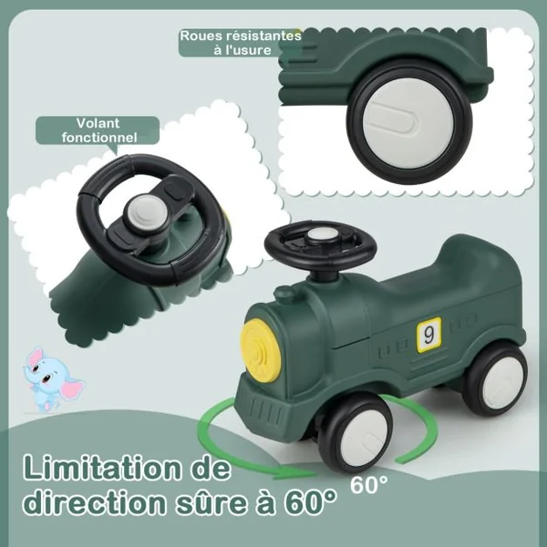 3 en 1 Cheval à Bascule Convertible Enfants en Forme Train avec Planche d'Equilibre Jouet à Bascule avec Basculement 40° Charge 50kg pour Enfants de 18-72 Mois