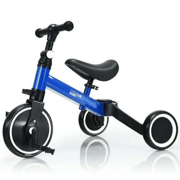 3 en 1 Vélo d'Equilibre Enfants Evolutif avec Siège et Guidon Réglables Tricycle à Pédales Convertible avec 3 Roues EVA pour Enfants 1- 4 Ans Bleu
