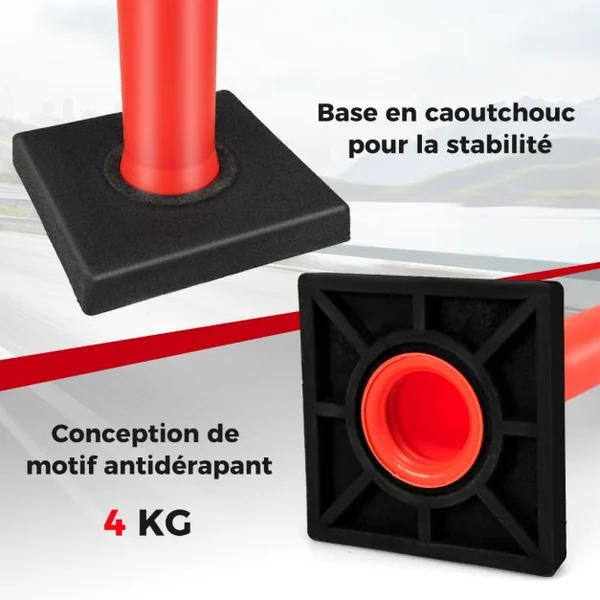 3 Poteaux de Signalisation 114,5 CM en Plastique Flexible Contrôle du Trafic Anti-Collision avec Bandes Réfléchissantes