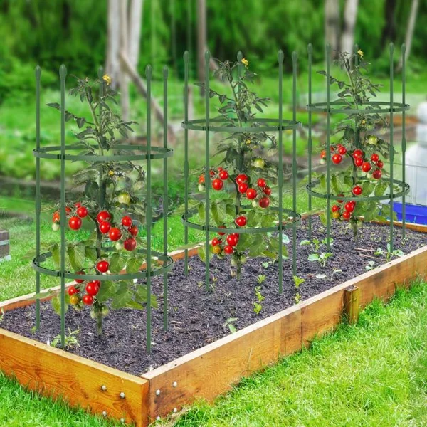 3 Treillis Obélisque Support pour Plantes Grimpantes en Métal Réglable avec Clips Attaches Cage et Supports 2 en 1 20 x Attaches Végétable Vert
