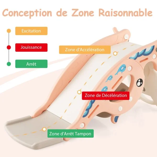 4 en 1 : Cheval à Bascule Panier de Basketball & Ballon Jeu d’ Anneaux Jeu Intérieur Extérieu Rose