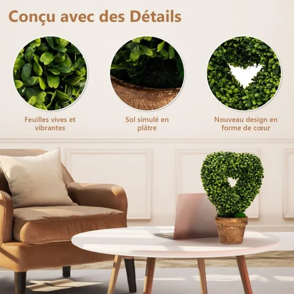 4 Plantes Artificielle en Pot Fausses Plantes Vertes Décoration pour Salon Bureau Chambre Interieur