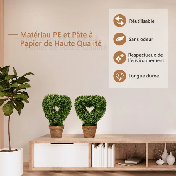4 Plantes Artificielle en Pot Fausses Plantes Vertes Décoration pour Salon Bureau Chambre Interieur
