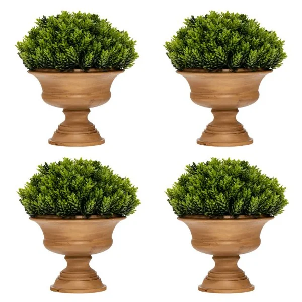 4 Plantes Artificielle en Pot Fausses Pomme de Pin Vertes Décoration pour Salon Bureau Chambre Interieur