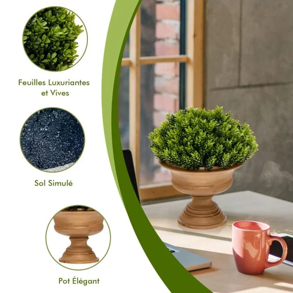 4 Plantes Artificielle en Pot Fausses Pomme de Pin Vertes Décoration pour Salon Bureau Chambre Interieur
