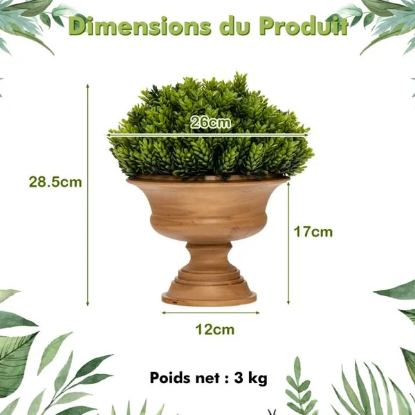 4 Plantes Artificielle en Pot Fausses Pomme de Pin Vertes Décoration pour Salon Bureau Chambre Interieur