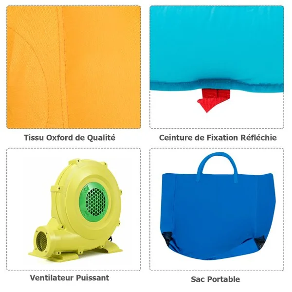 5 en 1 Château Gonflable Enfants avec Toboggan Double Parc Aquatique Gonflable Charge 159kg pour 3 Enfants de 3-10 Ans avec Ventilateur