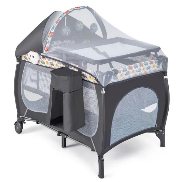5 en 1 Lit Parapluie Bébé avec Matelas & Moustiquaire Lit Bébé Evolutif avec Table à Langer Sac de Transport Charge 9kg pour 0-36 Mois Coloré