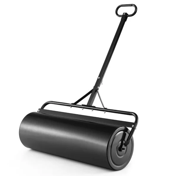 63L Rouleau à Gazon de Jardin en Métal avec Largeur de 90 cm & Poignée de Préhension Détachable Rouleau de Pelouse Rempli d'Eau/Sable Noir/Vert