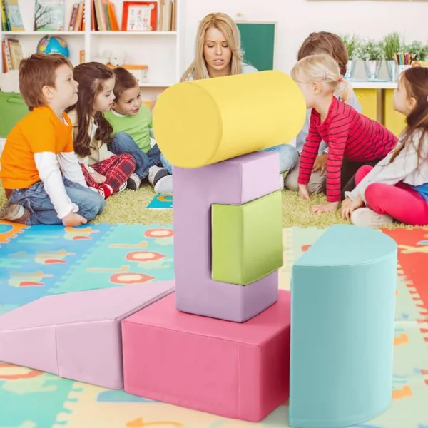 6PCS Blocs de Construction en Mousse Jouets Educatifs pour Dvelopper les Cpacités Mtrices des Bébés modèle 3 8 Couleurs au Choix