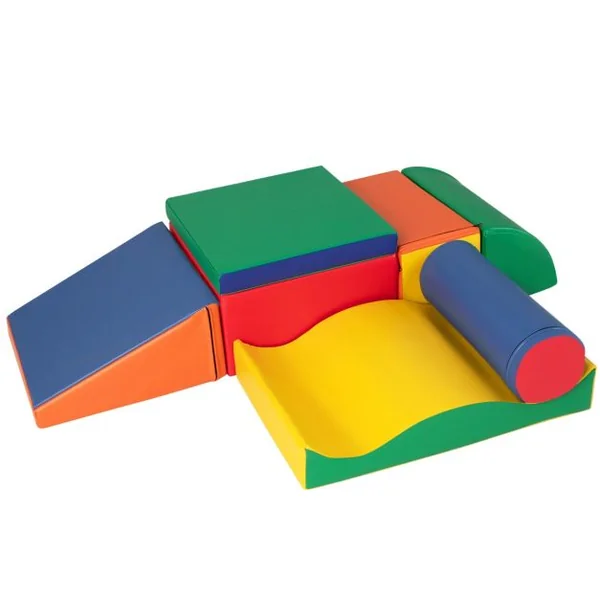 7PCS Blocs de Construction en Mousse Housse en PU Modules de Motricité pour Enfants Jouets Éducatifs 18 Mois+ pour Ramper