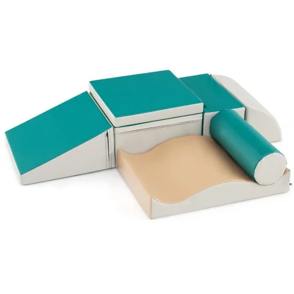 7PCS Blocs de Construction en Mousse Housse en PU Modules de Motricité pour Enfants Jouets Éducatifs 18 Mois+ pour Ramper Vert