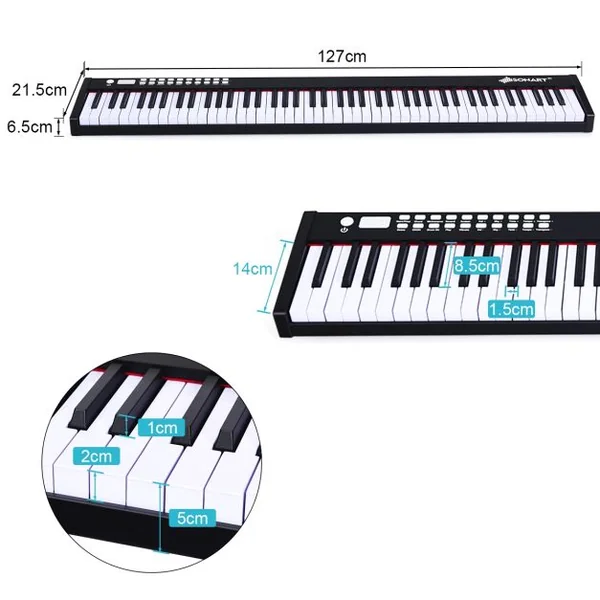 88 Touches Clavier de Piano Numérique Portable Enfants avec Fonction MIDI et Bluetooth Noir/Blanc
