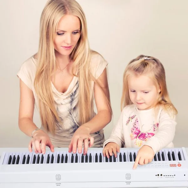 88 Touches Clavier de Piano Numérique Portable Enfants avec Fonction MIDI et Bluetooth Noir/Blanc