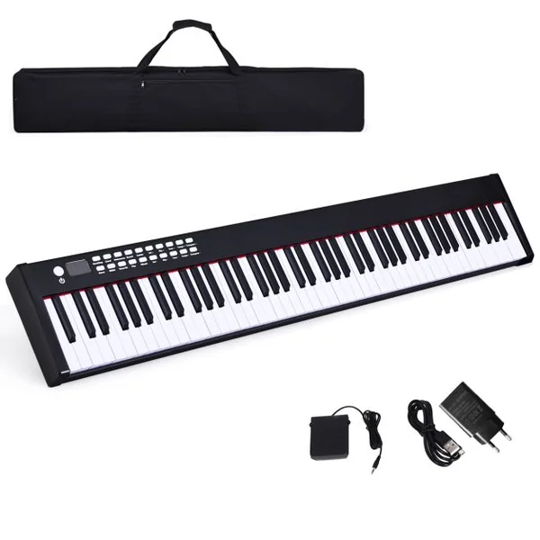 88 Touches Clavier de Piano Numérique Portable Enfants avec Fonction MIDI et Bluetooth Noir/Blanc