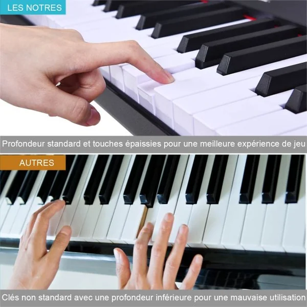 88 Touches Clavier de Piano Numérique Portable Enfants avec Fonction MIDI et Bluetooth Noir/Blanc