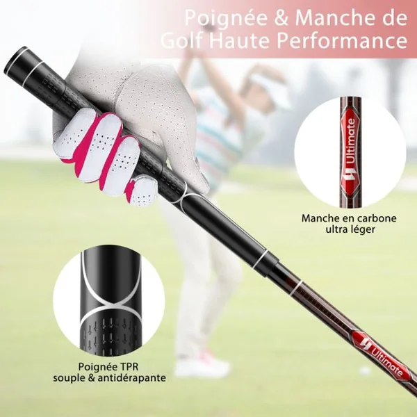 9 Pièces Clubs de Golf pour Femmes Droitière Driver en Alliage Rose
