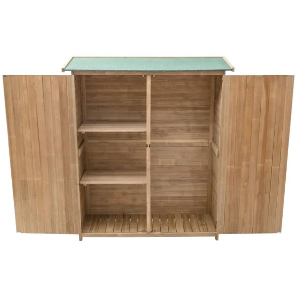 Abri de Jardin en Bois Cabane de Jardin Extérieur Double Portes avec Loquet Toit Incliné en Asphalte Cabanon Jardin Extérieur 140 x 50 x 162 cm Naturel