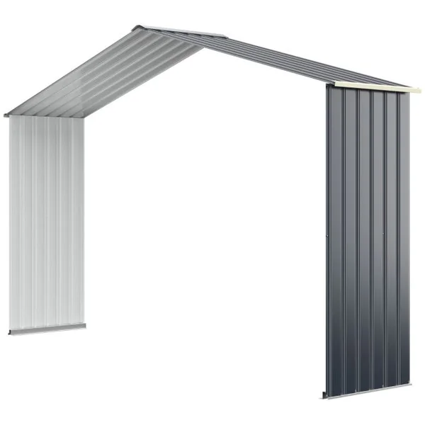 Abri de Jardin en Métal & Extension 10.85㎡ avec 2 Portes Coulissantes Verrouillables 4 Trous d’Aération Gris pour Vélo