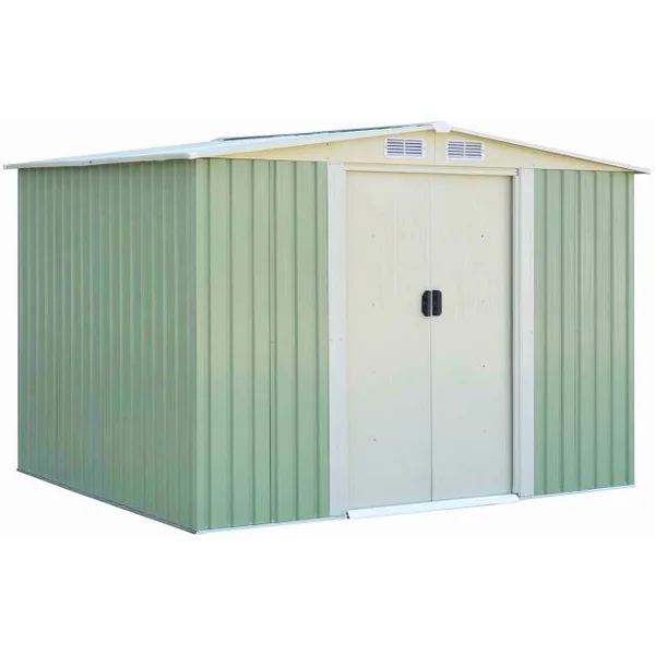 Abri de Jardin pour Stockage avec Porte Coulissante Bouche d’Aération Toit Galvanisé pour des Charges lourdes abri de Stockage Vert 205 x 257x 175,5 CM