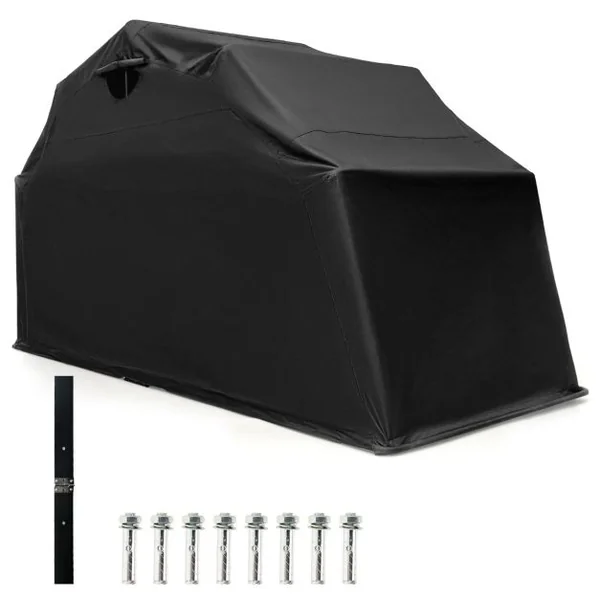 Abri de Moto Extérieur Tente Moto avec Housse en Tissu Oxford Fenêtres en Maille Enroulables Housse Moto Exterieur Étanche pour Moto Vélos Outils Noir