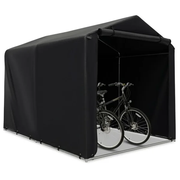 Abri de Vélos Extérieur Abri de Garage Portable pour Vélos avec Porte à Fermeture Éclair Enroulable Bache Motos pour Terrasse Jardin Cour Gris Foncé