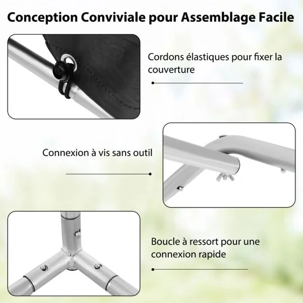 Abri de Vélos Extérieur Abri de Garage Portable pour Vélos avec Porte à Fermeture Éclair Enroulable Bache Motos pour Terrasse Jardin Cour Gris Foncé