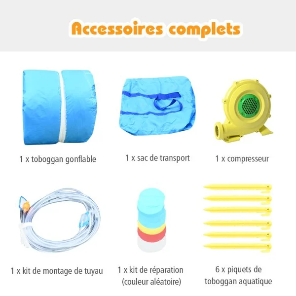 Aire de Jeux Gonflable avec 2 Toboggans 2 Pataugeoires 2 Canons Sac Kit de Réparation Formes de Crabe sans Gonfleur