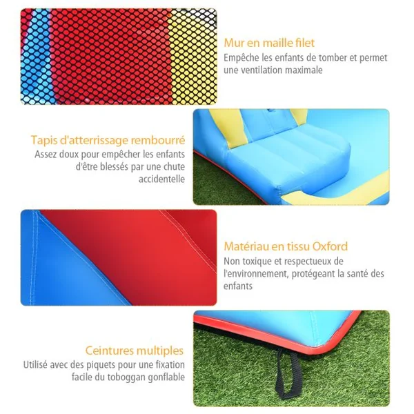 Aire de Jeux Gonflable avec 2 Toboggans 2 Pataugeoires 2 Canons Sac Kit de Réparation Formes de Crabe sans Gonfleur