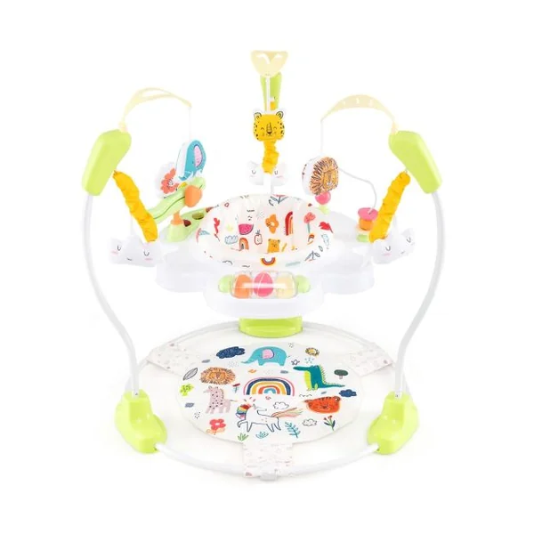 Aire d'Éveil à Rebonds Bébé avec 3 Hauteurs Réglables Trotteur Bébé avec Musique & Lumière Siège Rotatif 360° pour Bébé de 6 Mois+ Jaune/Bleu/Bleu Foncé