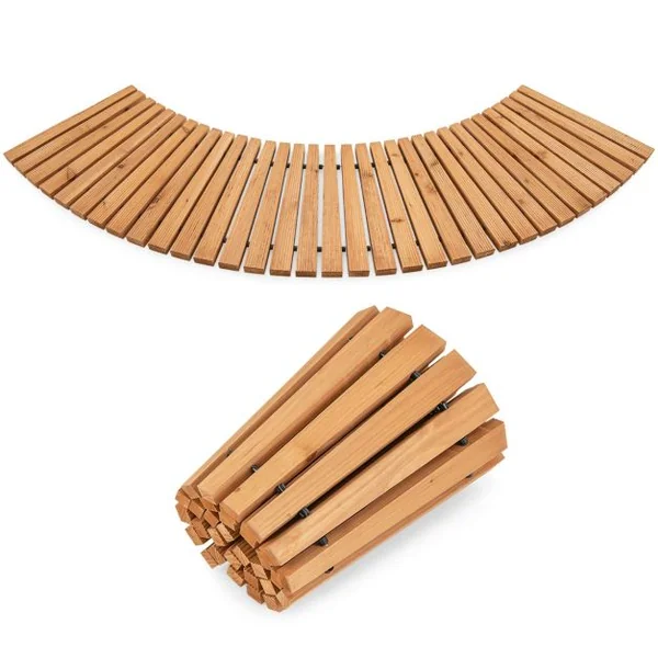 Allée Courbée de Jardin en Bois de Sapin Promenade avec Surface Antidérapante Fils Métalliques avec Gaine en Plastique 216 x 53 cm Naturel
