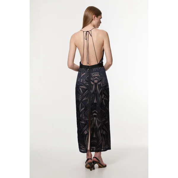 Amelia Graham Robe Colonne Tissée à Détails Lacés Burnout