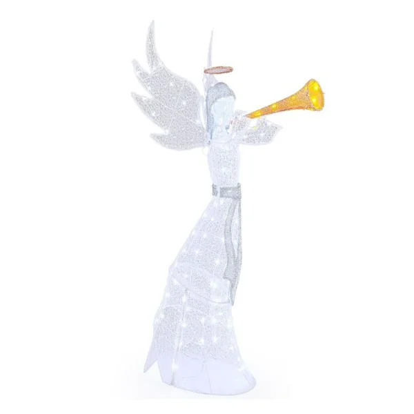 Ange de Noël Illuminé pour l’Intérieur et l’Extérieur avec 100 Lumières LED Ange de Noël Pré-éclairé Etanche IP44 Ange de Noël Lumineux
