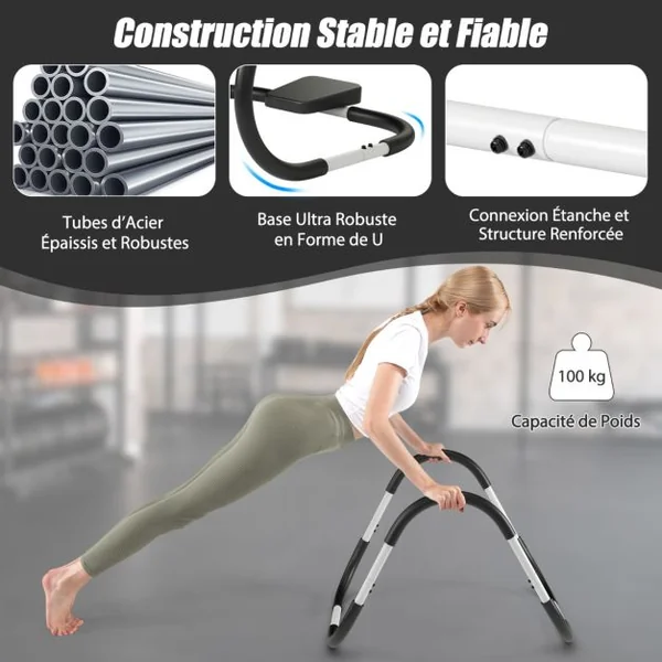 Appareil Abdominaux à Bascule avec Appuie-tête Rembourré Ergonomique et Portable pour Entraînement de Musculation à Domicile Blanc