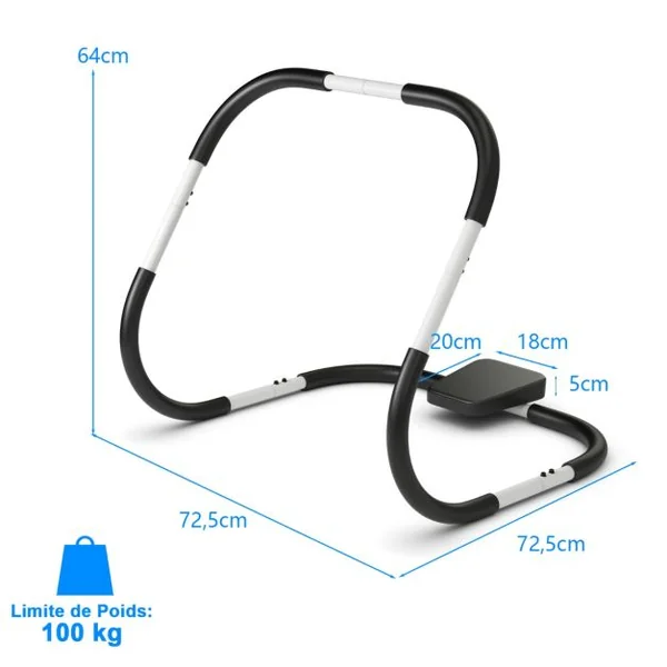 Appareil Abdominaux à Bascule avec Appuie-tête Rembourré Ergonomique et Portable pour Entraînement de Musculation à Domicile Blanc