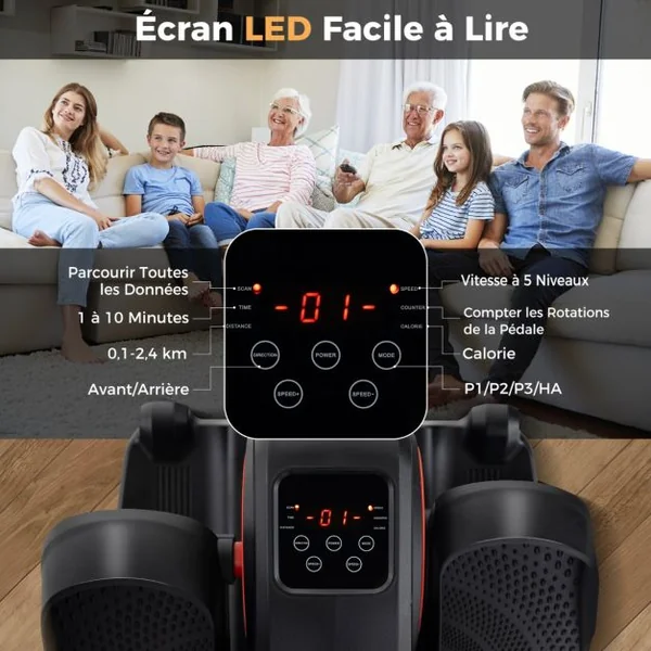 Appareil Elliptique de Bureau Portable avec Écran d'Affichage Pédale d'Exercice Électrique pour Personnes gées avec Télécommande