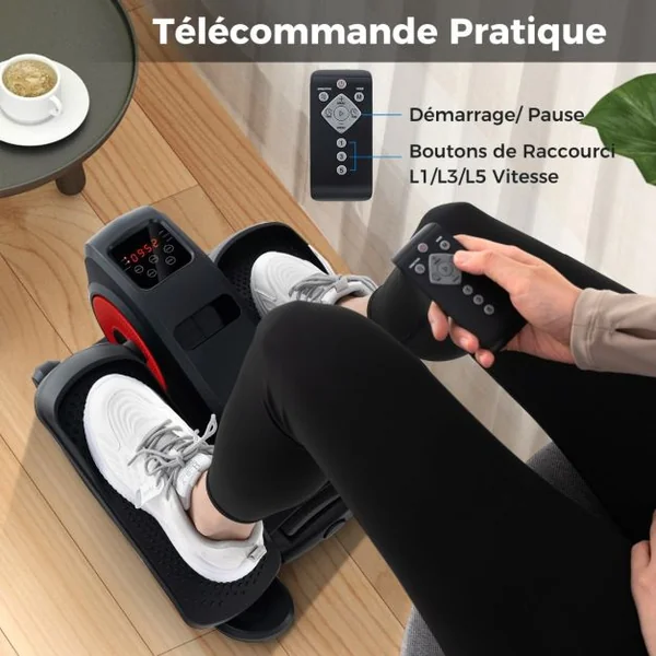 Appareil Elliptique de Bureau Portable avec Écran d'Affichage Pédale d'Exercice Électrique pour Personnes gées avec Télécommande