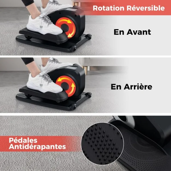 Appareil Elliptique de Bureau Portable avec Écran d'Affichage Pédale d'Exercice Électrique pour Personnes gées avec Télécommande