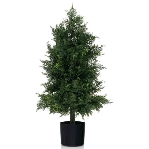 Arbre Artificiel de Pin 80CM avec Pot en Plastique Faux Cèdre Topiaire avec Feuilles Résistantes à la Lumière Fausse Plante
