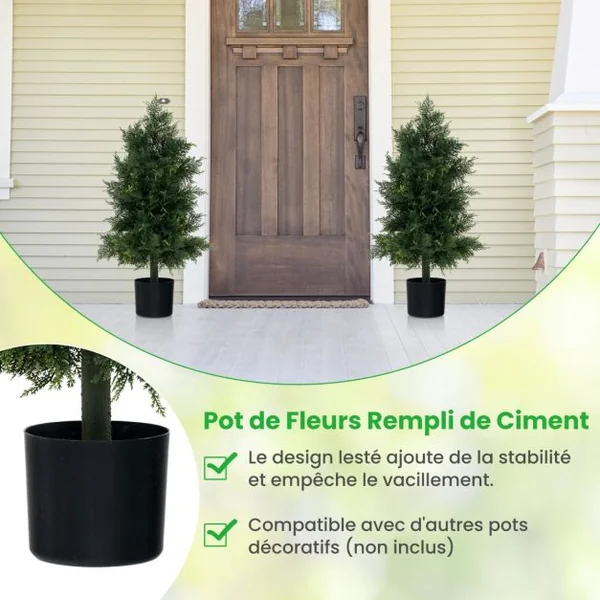 Arbre Artificiel de Pin 80CM avec Pot en Plastique Faux Cèdre Topiaire avec Feuilles Résistantes à la Lumière Fausse Plante
