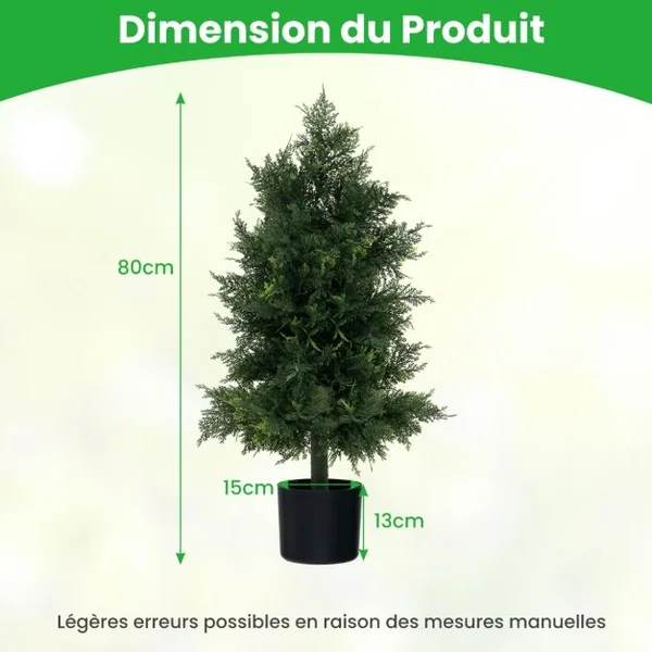 Arbre Artificiel de Pin 80CM avec Pot en Plastique Faux Cèdre Topiaire avec Feuilles Résistantes à la Lumière Fausse Plante