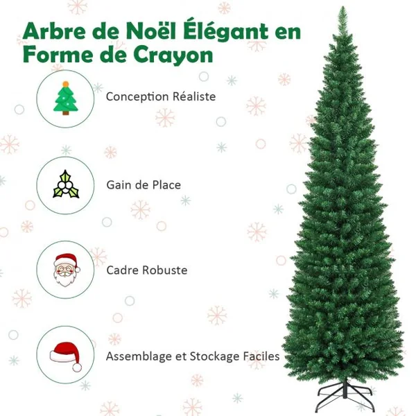 Arbre de Noël Artificiel 210 cm 700 Branches Support en Métal Solide Aiguilles en PVC Décoration de Fêtes Vert Naturel