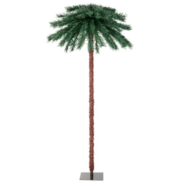 Arbre de Noël Artificiel en Forme de Palmier 1,8 m avec 210 Lumières à 4 Couleurs en PVC Décoration pour Bureau Maison Vert