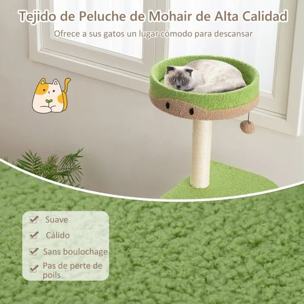 Arbre à Chat 5 Niveaux de 111 CM avec Griffoirs en Sisal et Niche Tour à Chat multicouche avec Boule de Peluche Marron