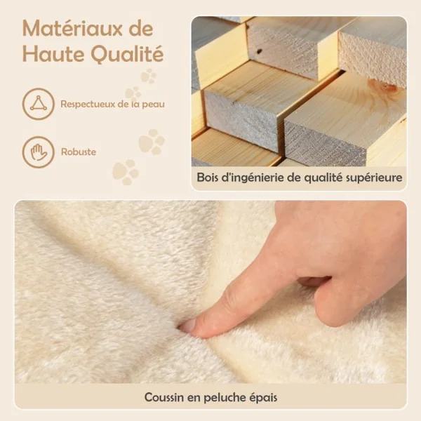 Arbre à Chat en Forme de Tour avec Lit Grand Perchoir en Peluche Tour à Gratter en Sisal pour Chaton Balle Interactive Beige/Gris