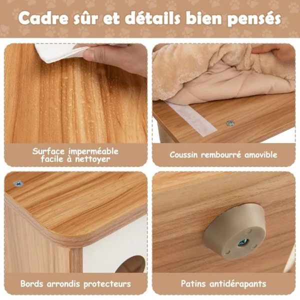 Arbre à Chat à 5 Niveaux avec Niche 2 Perchoirs en Peluche Rembourrés Hauteur 157cm Support d'Arbre Multi en MDF&Sisal Beige