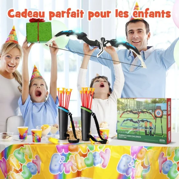 Arc et Flèche pour Enfants avec Lumières LED&20 Flèches 1 Cible Debout