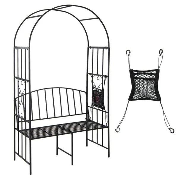 Arche de Jardin en Métal Banc 2 Places pour Plantes Grimpantes Décoration de Fête Tonnelle de Jardin Charge 300 KG