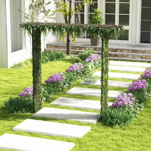 Arche de Jardin en Métal pour Plantes Grimpantes Arceau à Rosiers en Treillis Extérieur 205x52x206CM Support de Toile de Fond Élégant Vert